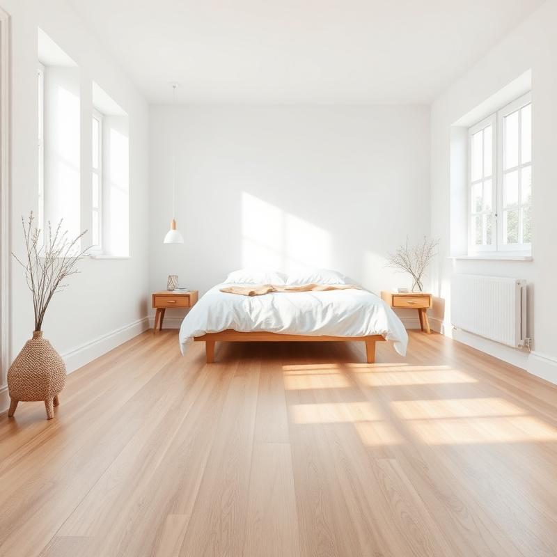 Light laminate flooring in bedroom