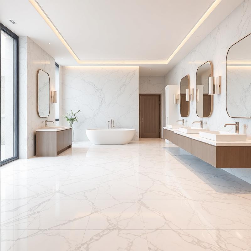 Elegant marble tile flooring in bathroom