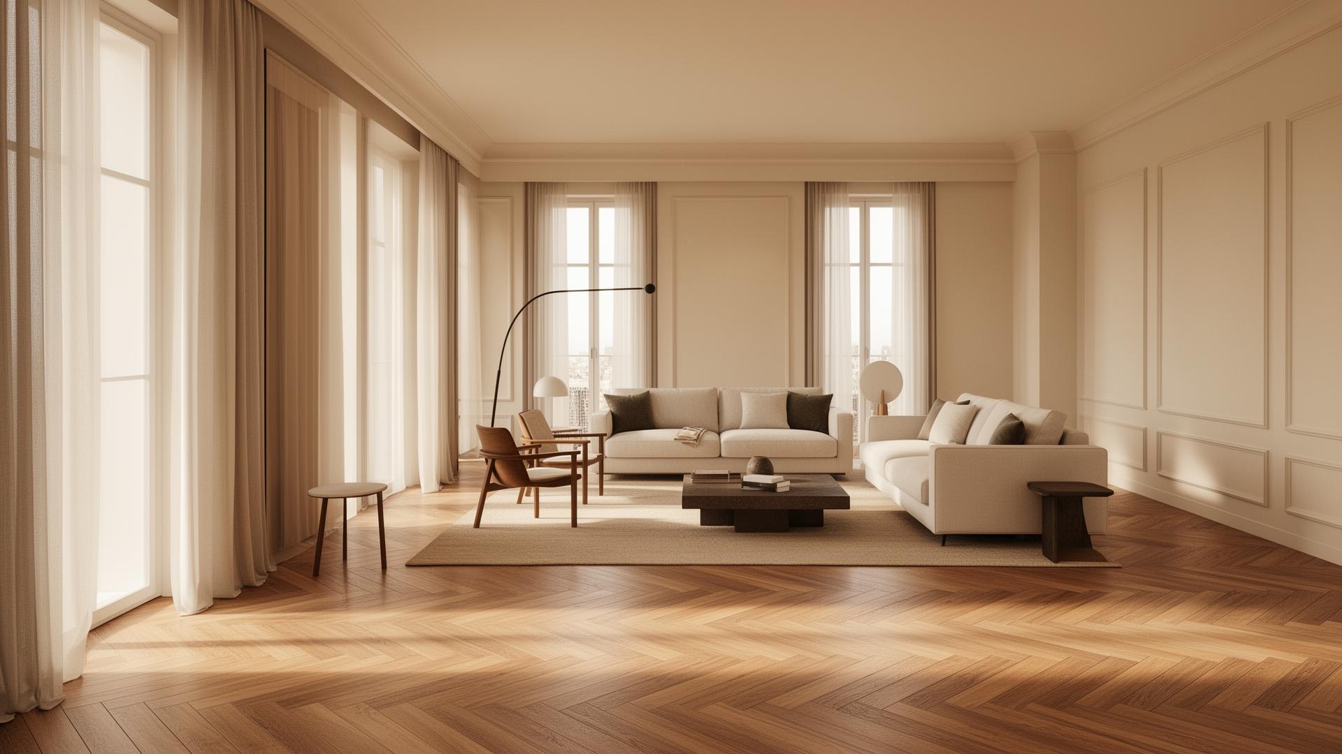 Elegant hardwood flooring in a modern Jacksonville, FL living space